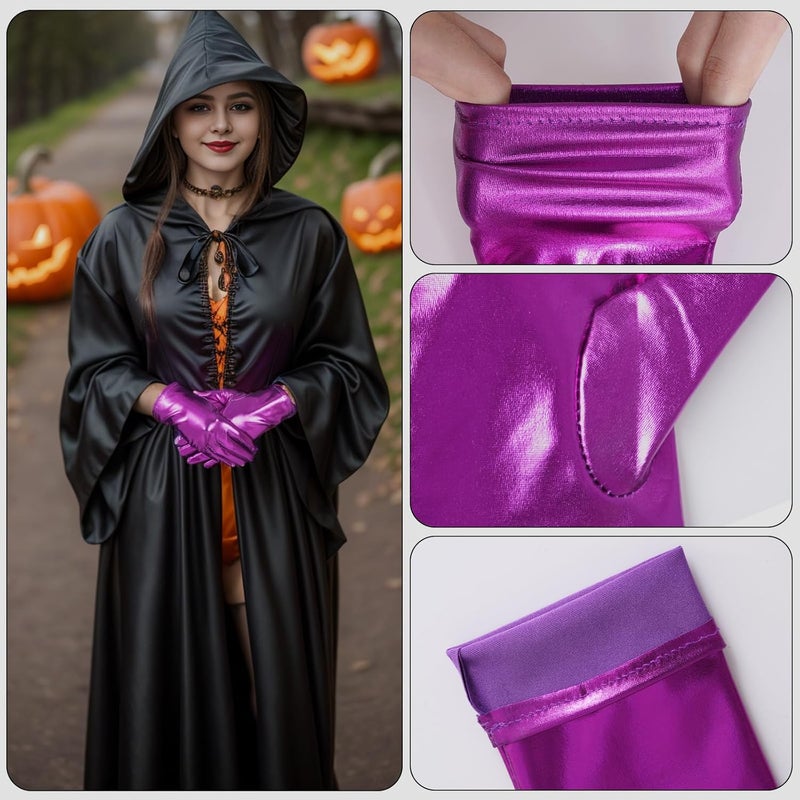 Rbenxia 1 Pair of Shiny Metallic Spandex Gloves Faux Leather Cropped Gloves for Halloween Cosplay Costume Party Favors - Image 3